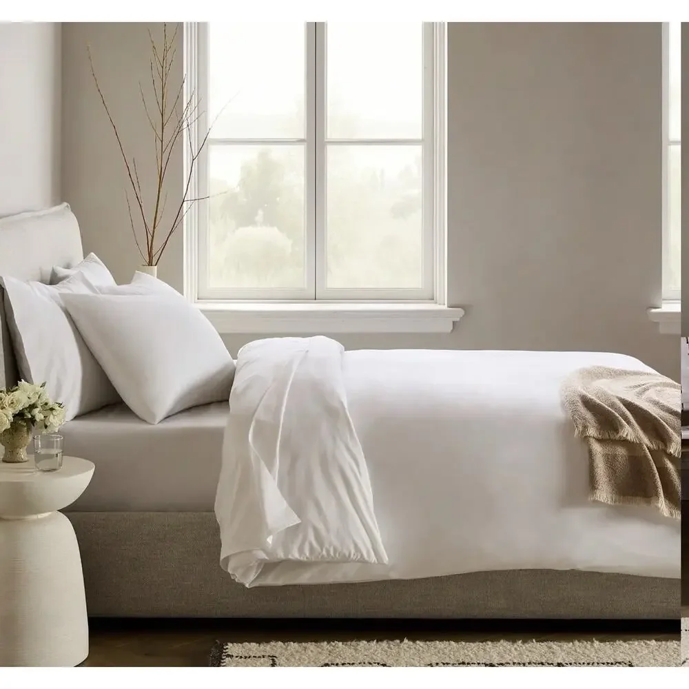 Quince Organic Cotton Percale Duvet Cover White Full/Queen 88x92 NWT